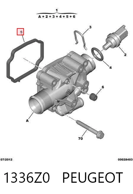1336Z0 Peugeot/Citroen Caixa do termostato