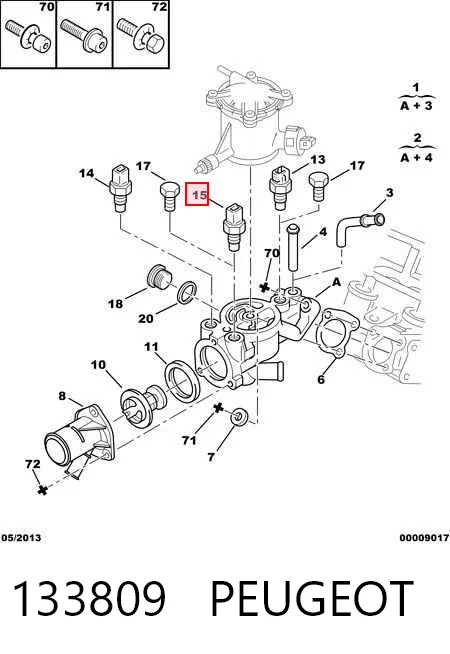 133809 Peugeot/Citroen Sensor de temperatura do fluido de esfriamento