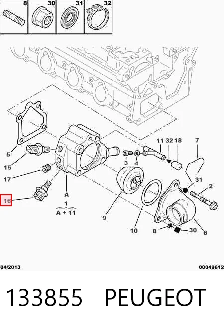 133855 Peugeot/Citroen Sensor de temperatura do fluido de esfriamento
