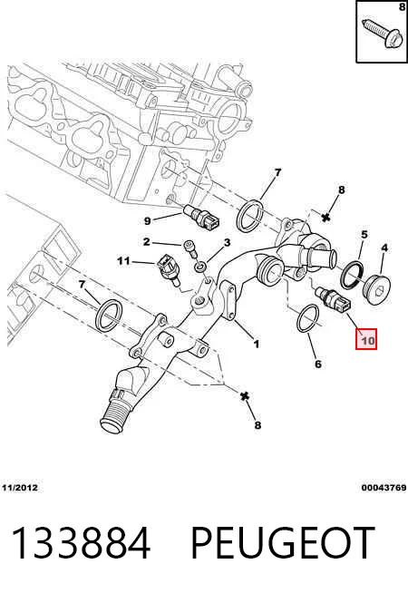 133884 Peugeot/Citroen Sensor de temperatura do fluido de esfriamento