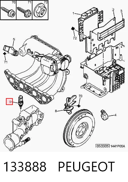 133888 Peugeot/Citroen Sensor de temperatura do fluido de esfriamento
