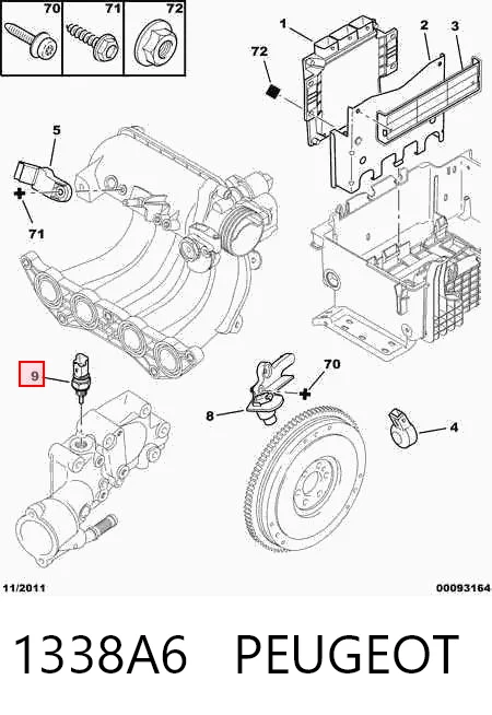 1338A6 Peugeot/Citroen Sensor de temperatura do fluido de esfriamento