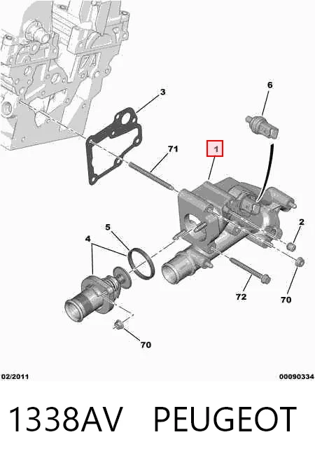 1338AV Peugeot/Citroen Caixa do termostato