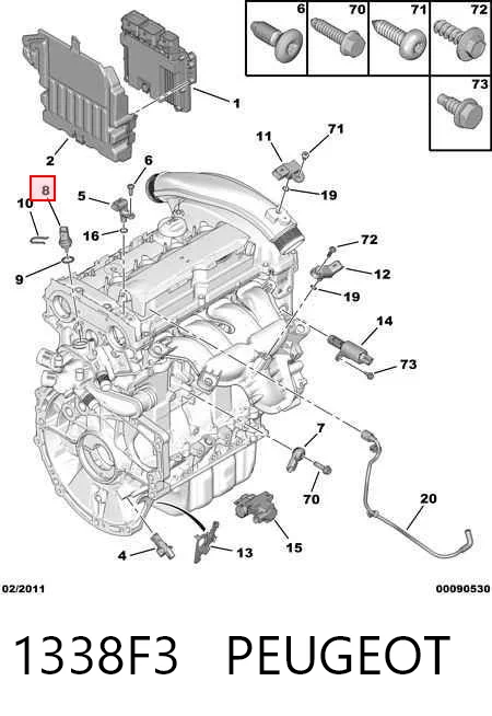 1338F3 Peugeot/Citroen Sensor de temperatura do fluido de esfriamento