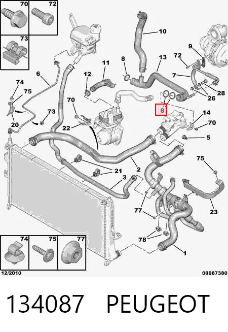 134087 Peugeot/Citroen Vedante anular do sistema de esfriamento