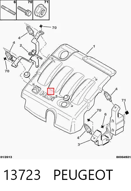 13723 Peugeot/Citroen Coxim de tampa decorativa de motor