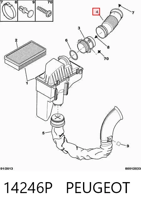 Cano derivado de ar do medidor de consumo do ar para Citroen C5 I DC