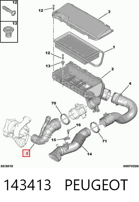 143413 Peugeot/Citroen Cano derivado de ar do medidor de consumo do ar