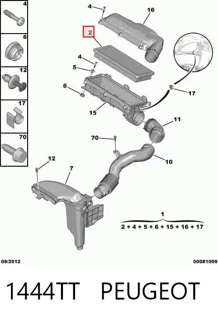 1444TT Peugeot/Citroen Filtro de ar