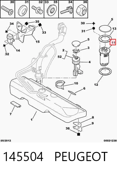Módulo de bomba de combustível com sensor do nível de combustível para Citroen Saxo S0, S1