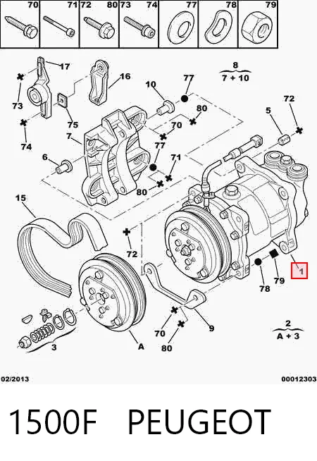 1500F Peugeot/Citroen Compressor de aparelho de ar condicionado