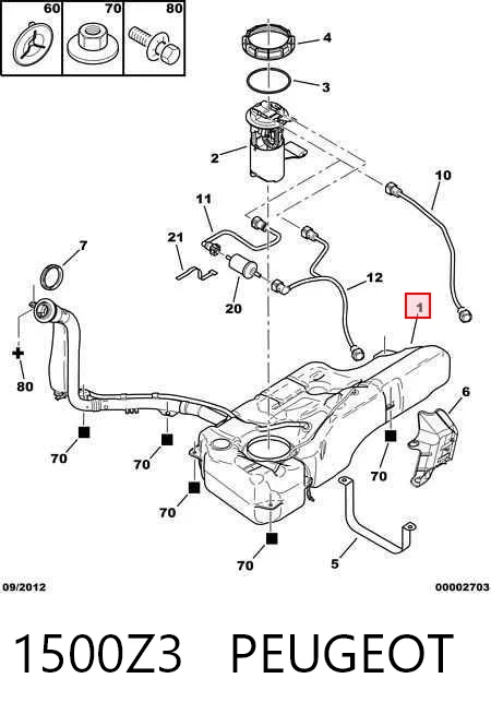 Tanque de combustível Peugeot 307 3B ao melhor preço