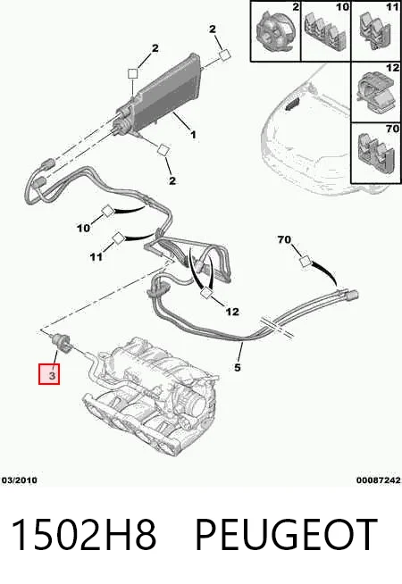 1502H8 Peugeot/Citroen Válvula de adsorvedor dos vapores de combustível