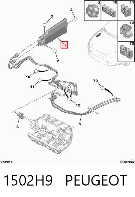 1502H9 Peugeot/Citroen Adsorvedor dos vapores de combustível