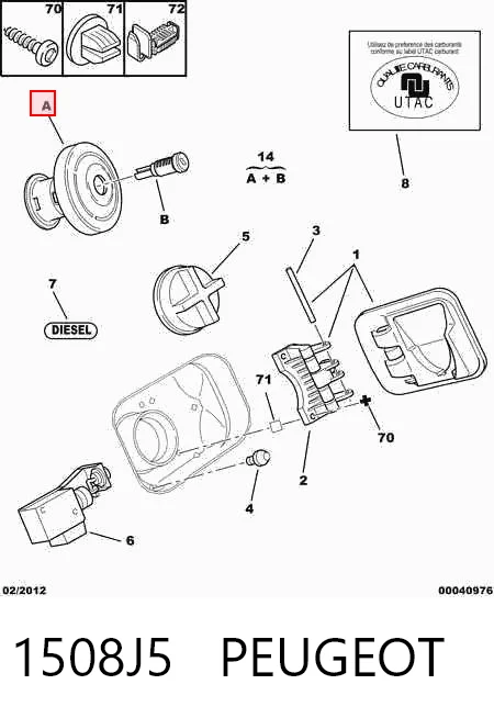  Tampa (tampão) do tanque de combustível Citroen Xsara Picasso monovolume (N68) (2000 - 2010) Picasso