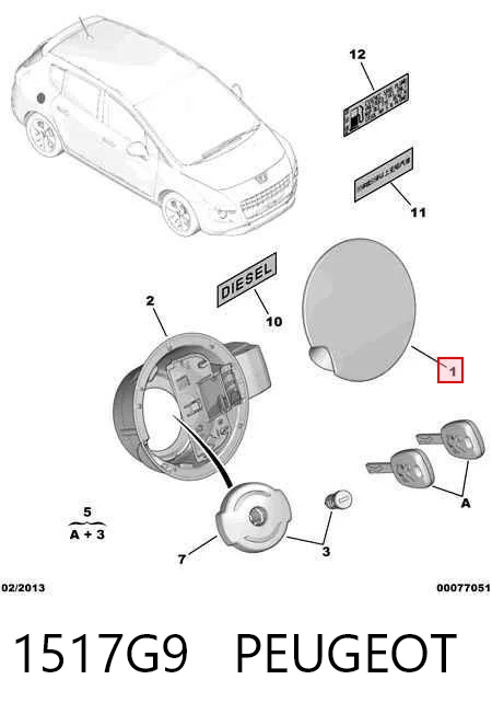 Alcapão do tanque de combustível Peugeot 3008 0U ao melhor preço