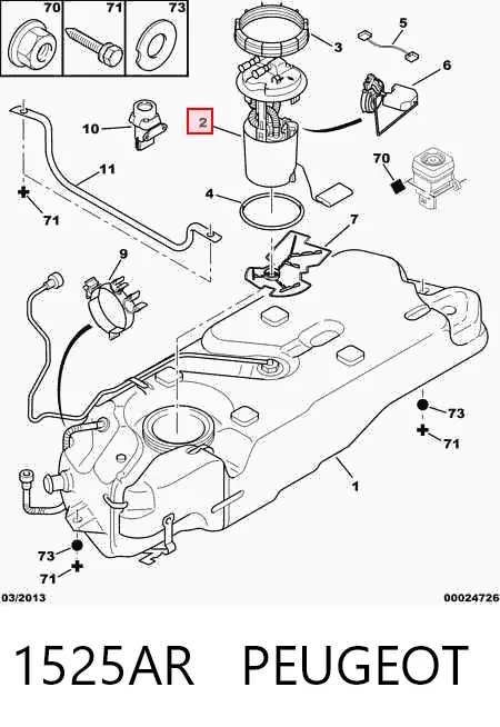 1525AR Peugeot/Citroen Módulo de bomba de combustível com sensor do nível de combustível
