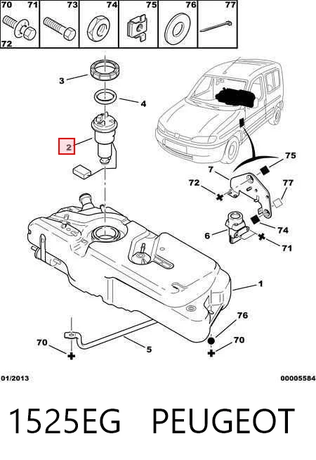 1525EG Peugeot/Citroen Módulo de bomba de combustível com sensor do nível de combustível