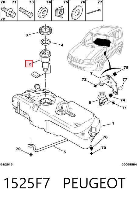 1525F7 Peugeot/Citroen Módulo de bomba de combustível com sensor do nível de combustível