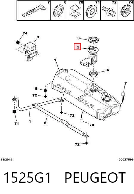 1525G1 Peugeot/Citroen Módulo de bomba de combustível com sensor do nível de combustível