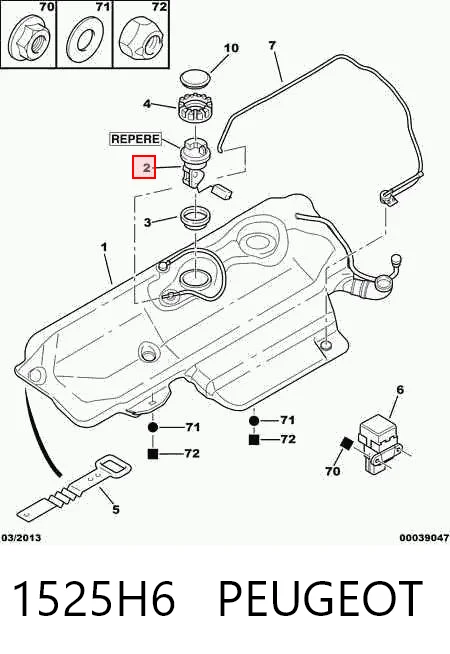 1525H6 Peugeot/Citroen Módulo de bomba de combustível com sensor do nível de combustível