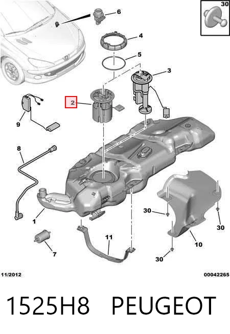 1525H8 Peugeot/Citroen Módulo de bomba de combustível com sensor do nível de combustível