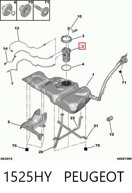 1525HY Peugeot/Citroen Módulo de bomba de combustível com sensor do nível de combustível