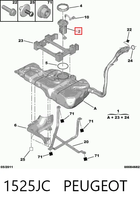 1525JC Peugeot/Citroen Módulo de bomba de combustível com sensor do nível de combustível