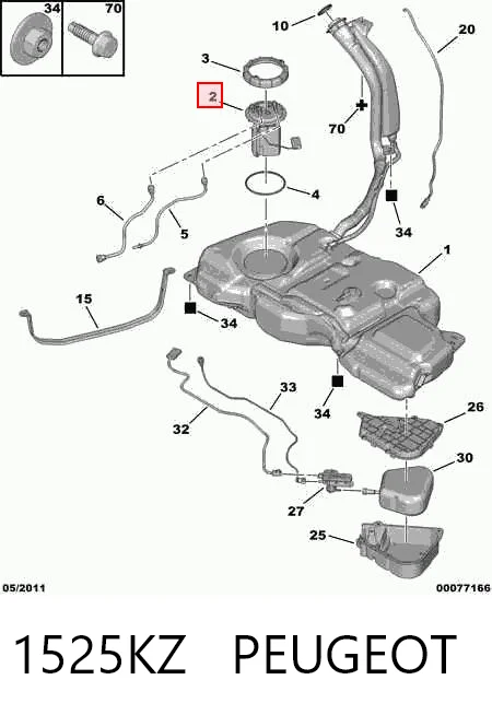 1525KZ Peugeot/Citroen Sensor do nível de combustível no tanque