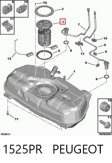 1525PR Peugeot/Citroen Módulo de bomba de combustível com sensor do nível de combustível