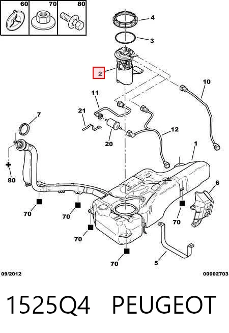 1525Q4 Peugeot/Citroen Módulo de bomba de combustível com sensor do nível de combustível
