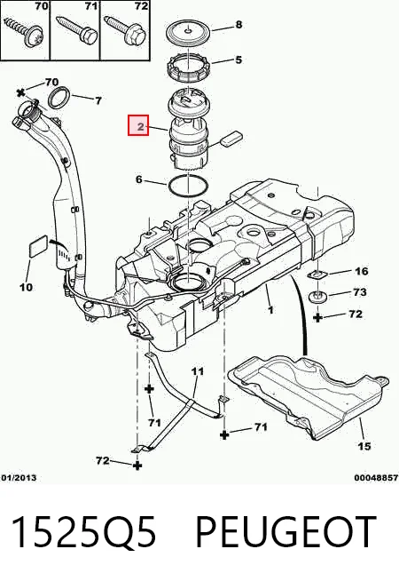1525Q5 Peugeot/Citroen Módulo de bomba de combustível com sensor do nível de combustível
