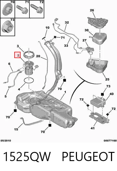 Módulo de bomba de combustível com sensor do nível de combustível Peugeot 308 I 4A, 4C