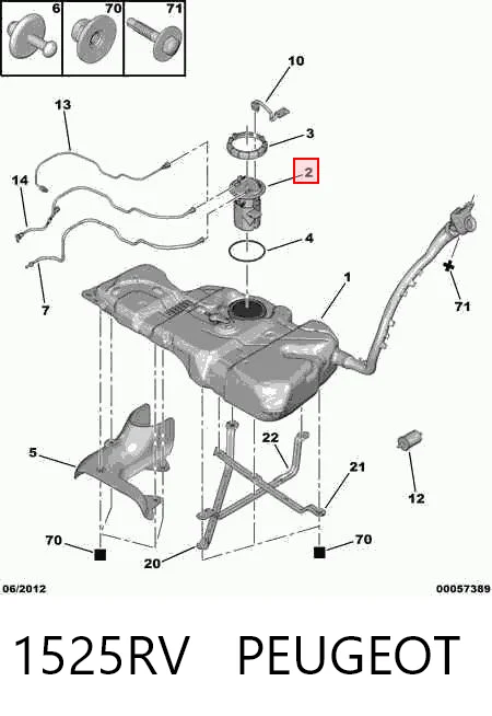 1525RV Peugeot/Citroen Módulo de bomba de combustível com sensor do nível de combustível
