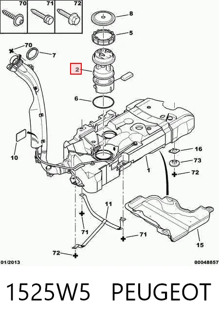 1525W5 Peugeot/Citroen Módulo de bomba de combustível com sensor do nível de combustível
