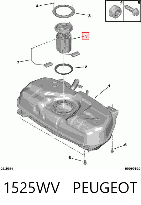 Módulo de bomba de combustível com sensor do nível de combustível Citroen Nemo  