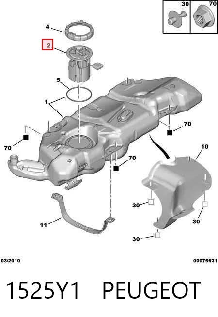 1525Y1 Peugeot/Citroen Módulo de bomba de combustível com sensor do nível de combustível