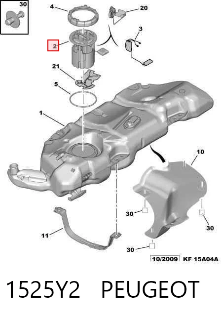 1525Y2 Peugeot/Citroen Módulo de bomba de combustível com sensor do nível de combustível