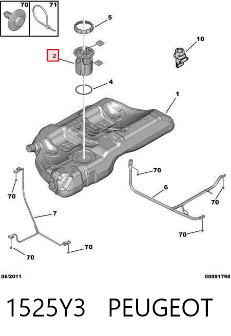 1525Y3 Peugeot/Citroen Módulo de bomba de combustível com sensor do nível de combustível
