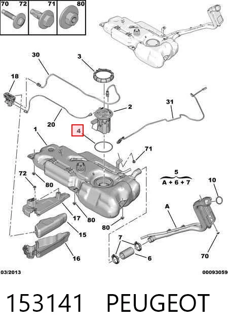 153141 Peugeot/Citroen Compactador da bomba de combustível