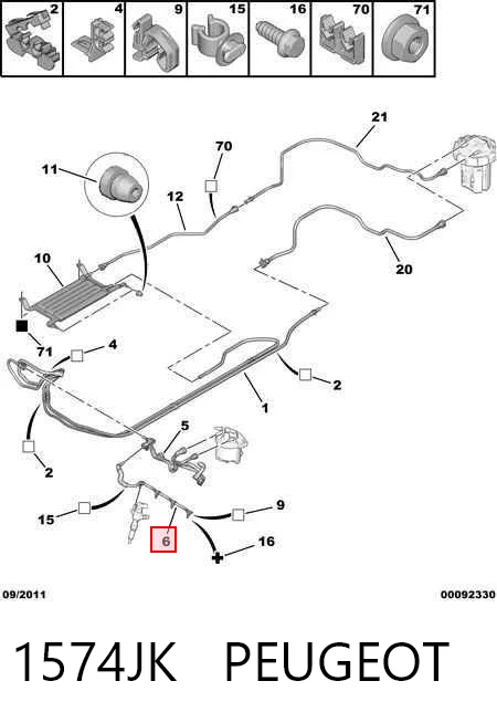 1574JK Peugeot/Citroen Tubo de combustível, inverso desde os injetores