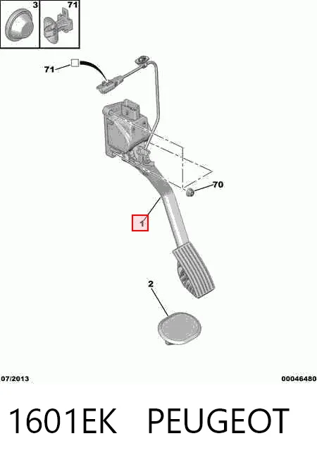 1601EK Peugeot/Citroen Pedal de gás (de acelerador)