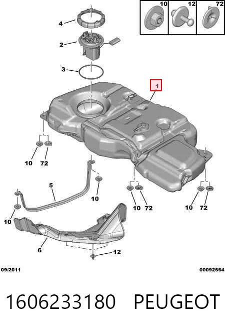 Tanque de combustível para Peugeot 308 4E, 4H