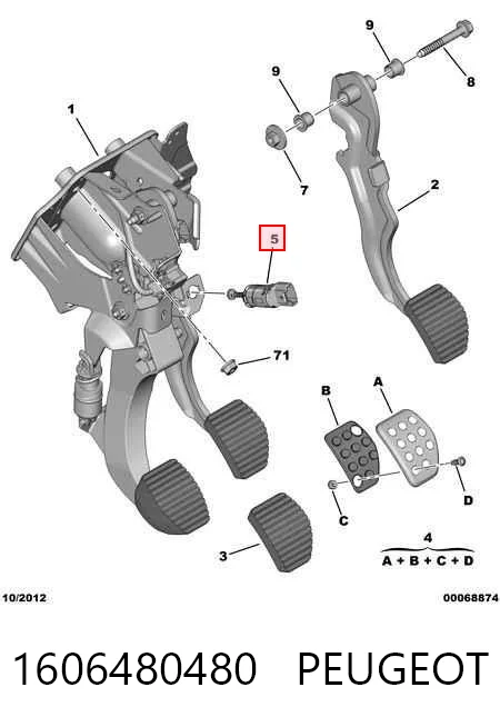 1606480480 Peugeot/Citroen Sensor de ativação do sinal de parada