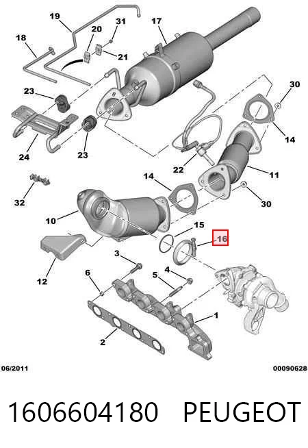 Braçadeira de fixação de catalisador para a turbina K68228892AA Fiat/Alfa/Lancia