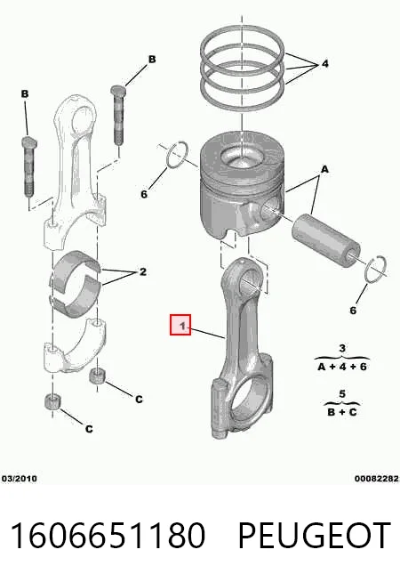 Biela de pistão de motor 1606651180 Fiat/Alfa/Lancia