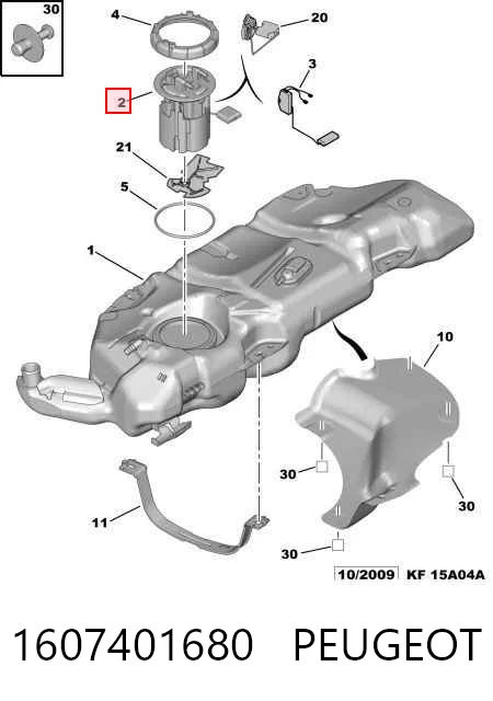 1607401680 Peugeot/Citroen Módulo de bomba de combustível com sensor do nível de combustível