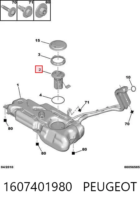 1607401980 Peugeot/Citroen Módulo de bomba de combustível com sensor do nível de combustível