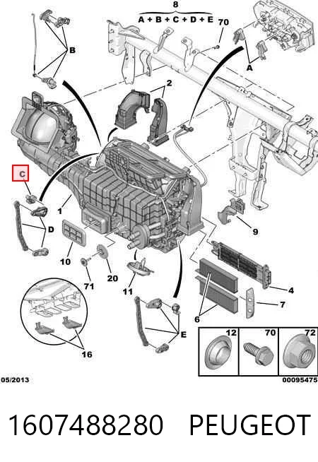 1607488280 Peugeot/Citroen Unidade de controlo dos modos de aquecimento/condicionamento