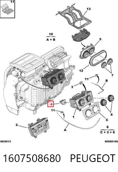 Unidade de controlo dos modos de aquecimento/condicionamento para Fiat Ducato III 250